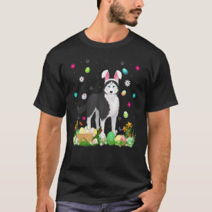 T-shirt Œuf de Pâques Chien Husky Sibérien Drôle Dimanche