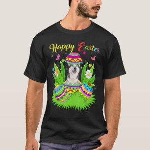 T-shirt Oeuf de Pâques de fleurs Chien sibérien Husky de P