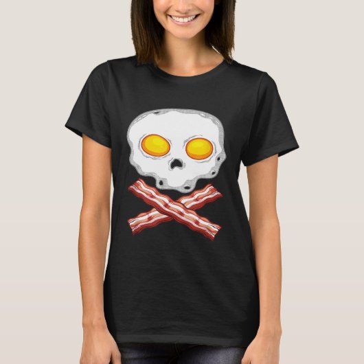 T-shirt Oeufs de bacon Crâne Hommes Femmes Crossbones de j (Devant)