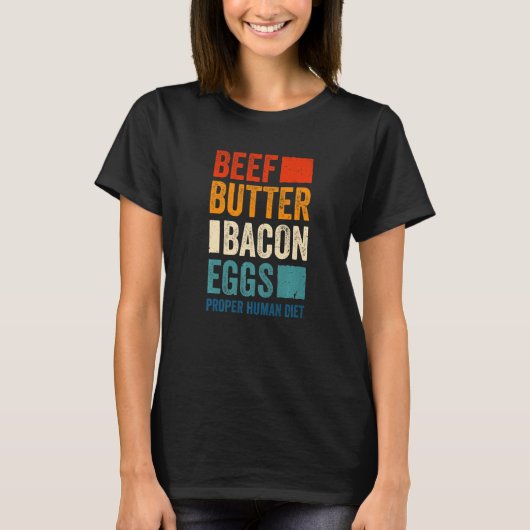 T-shirt Oeufs de bacon de boeuf Alimentation humaine Viand (Devant)