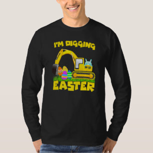 T-shirt OEufs de lapin de Pâques creusant tracteur Excavat
