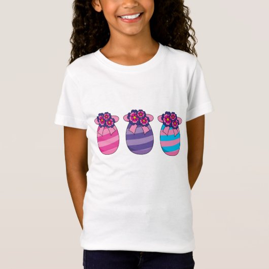 T-Shirt Oeufs de Pâques aux fleurs et au ruban (Devant)