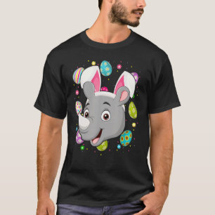 T-shirt Oeufs de Pâques Bunny Ear Rhino Face dimanche de P