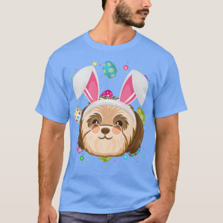 T-shirt Oeufs de Pâques Bunny Lapin Oreille Chih Tzu Chien