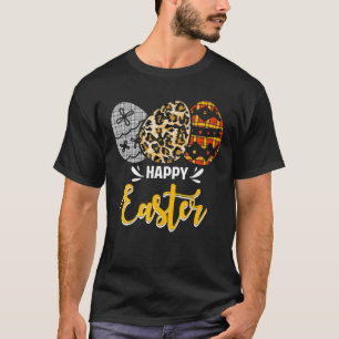 T-shirt Œufs de Pâques Carreaux Léopard Fête Chrétienne Pa