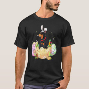 T-shirt Œufs de Pâques drôles Doberman Lapin Chien Chrétie