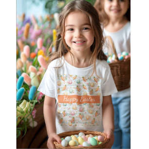 T-Shirt Œufs de Pâques et carottes pastel motif aquarelle