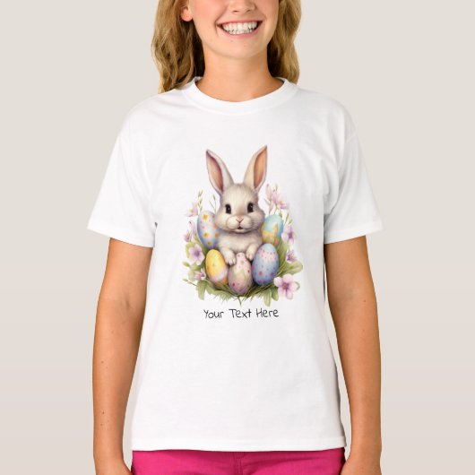 T-shirt Oeufs de Pâques et lapin de Pâques (Devant)