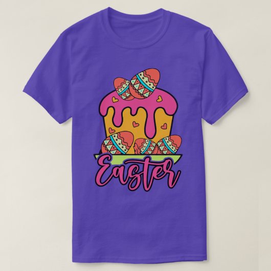 T-shirt Oeufs de Pâques Gâteau au chocolat Joyeux Pâques (Design devant)
