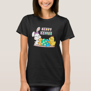 T-shirt oeufs de pâques heureux poule lapin