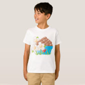 T-shirt Oeufs en Bleu avec Fleurs et Coeur (Devant entier)