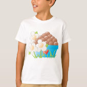 T-shirt Oeufs en Bleu avec Fleurs et Coeur (Devant)