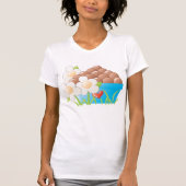 T-shirt Oeufs en Bleu avec Fleurs et Coeur (Devant)