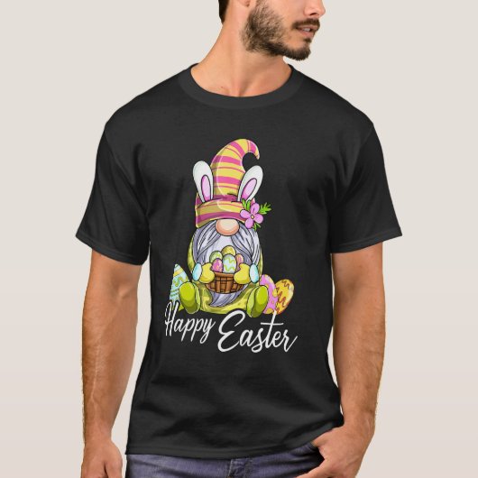 T-shirt Oeufs Gnome de Pâques Chasse Panier mignet Joyeux  (Devant)