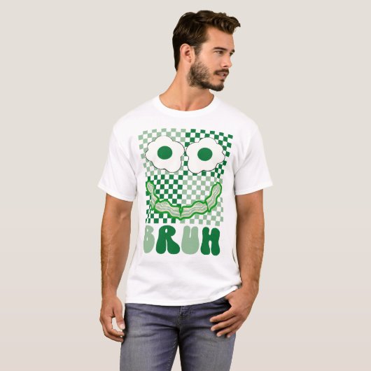 T-shirt Oeufs Visage Vert Bruh Et Jambon Bacon St Patrick (Devant entier)