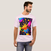 T-shirt Oeuvre Abstraite de peinture à néon (Devant entier)
