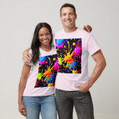T-shirt Oeuvre Abstraite de peinture à néon (Unisexe)