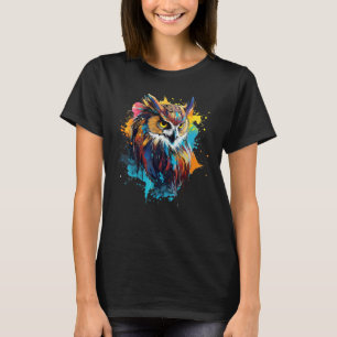 T-shirt OEuvre colorée Chouette d'aigle eurasienne Amour
