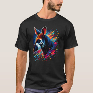 T-shirt Oeuvre colorée de peinture à éclaboussures Okapi