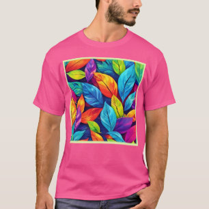 T-shirt Oeuvre colorée Motif de feuillage