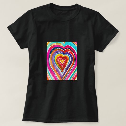 T-shirt OEuvre d'aquarelle du coeur (Design devant)