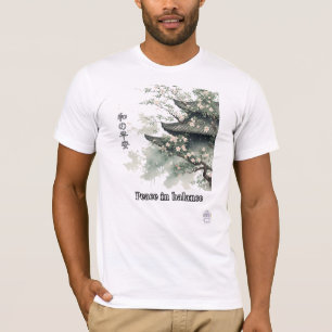T-shirt Œuvre d'art aquarelle Fleur de Temple Japonais