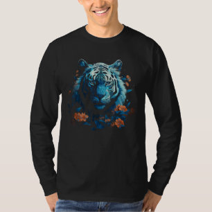 T-shirt Oeuvre d'art de Tiger Fleur Animal Motif Tiger 1