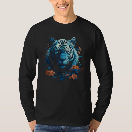T-shirt Oeuvre d'art de Tiger Fleur Animal Motif Tiger 1 (Devant)