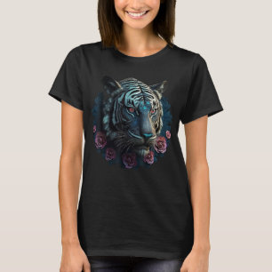 T-shirt Oeuvre d'art de Tiger Fleur Animal Motif Tiger 8