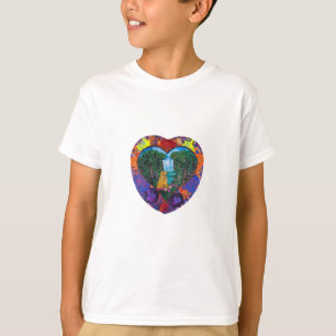 T-shirt Œuvre d'art faite main – Chien près de la casc