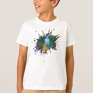 T-shirt Œuvre d'art faite main – Chien près de la casc
