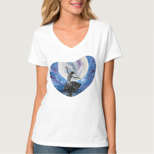 T-shirt Œuvre d'art faite main - Danse avec la lune