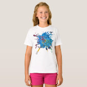 T-shirt Œuvre d'art faite main - La Roue de Fleurs (Devant entier)