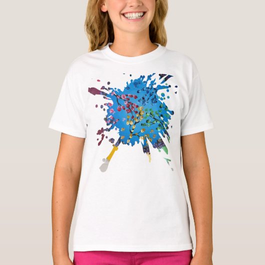 T-shirt Œuvre d'art faite main - La Roue de Fleurs (Devant)
