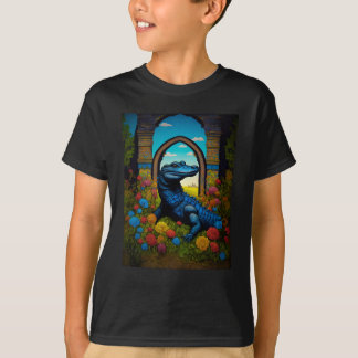 T-shirt Œuvre d'art fantastique d'alligator bleu