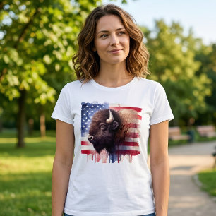 T-shirt Œuvre d'art majestueuse représentant des bisons am