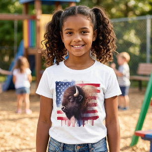 T-shirt Œuvre d'art majestueuse représentant des bisons am