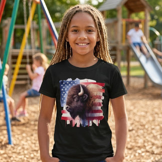 T-shirt Œuvre d'art majestueuse représentant des bisons am