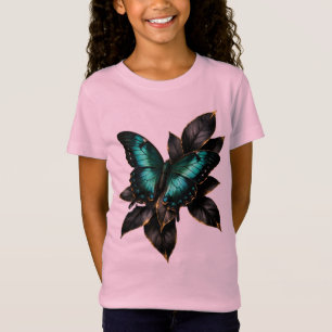 T-Shirt Œuvre d'art murale en acrylique papillon sarcelle