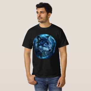 T-shirt Œuvre d'art murale Loup aux yeux bleus célestes