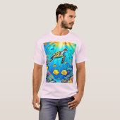 T-shirt Œuvre d'art vibrante de tortue marine sur récif (Devant entier)