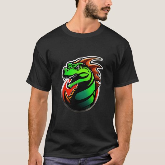 T-shirt Oeuvre de dragon vert de Fierce (Devant)