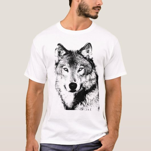 T-shirt Oeuvre de Loup noir et blanc (Devant)