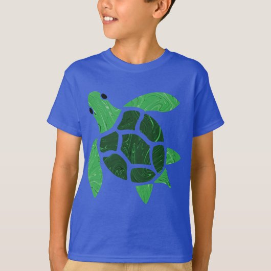 T-shirt Oeuvre en mosaïque de la tortue verte de Jade (Devant)