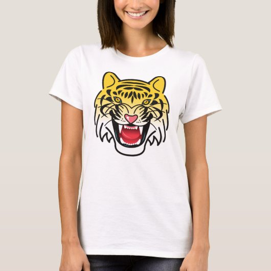 T-shirt OEuvre faciale riant de tigre (Devant)