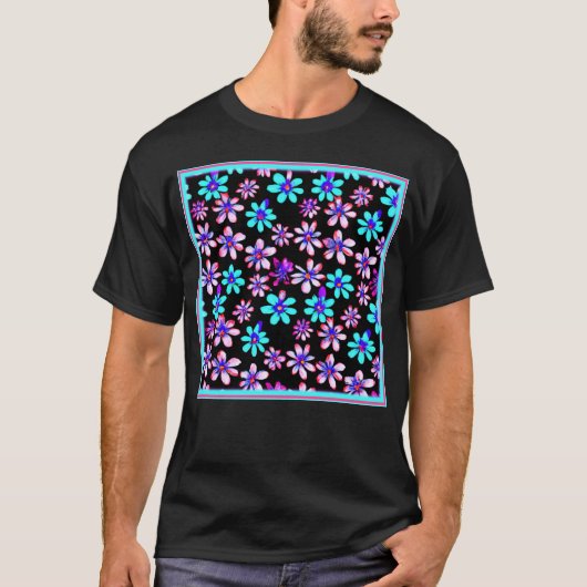 T-shirt Oeuvre Motif De Fleurs De Neon. Commandez dès main (Devant)