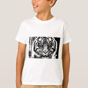 T-shirt OEuvre oculaire noir blanc Sumatra Bornéo Tiger