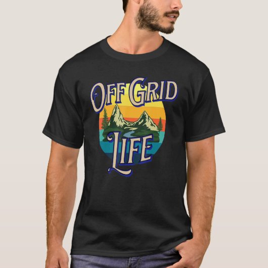 T-SHIRT OFF GRID LIFE - MOUNTAINS STREAM FOREST (Devant)