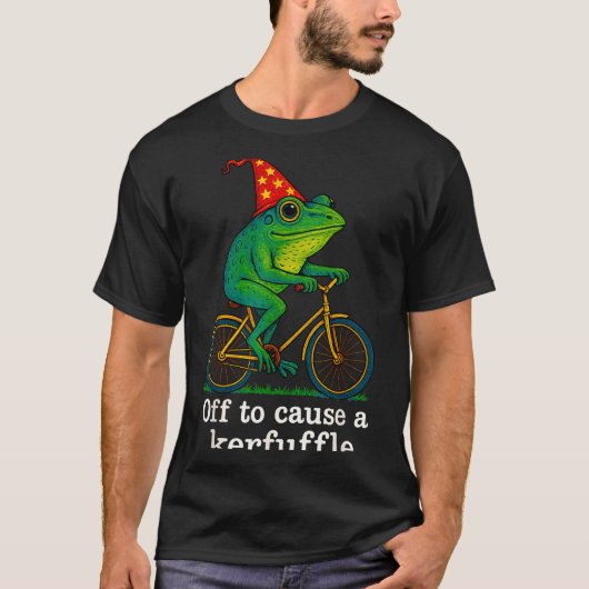 T-shirt Off To Cause A Kerfuffle Funny Frog Wizard Bicycle (Devant)