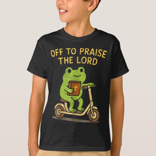 T-shirt Off To Praise The Lord Frog Christian (Devant)